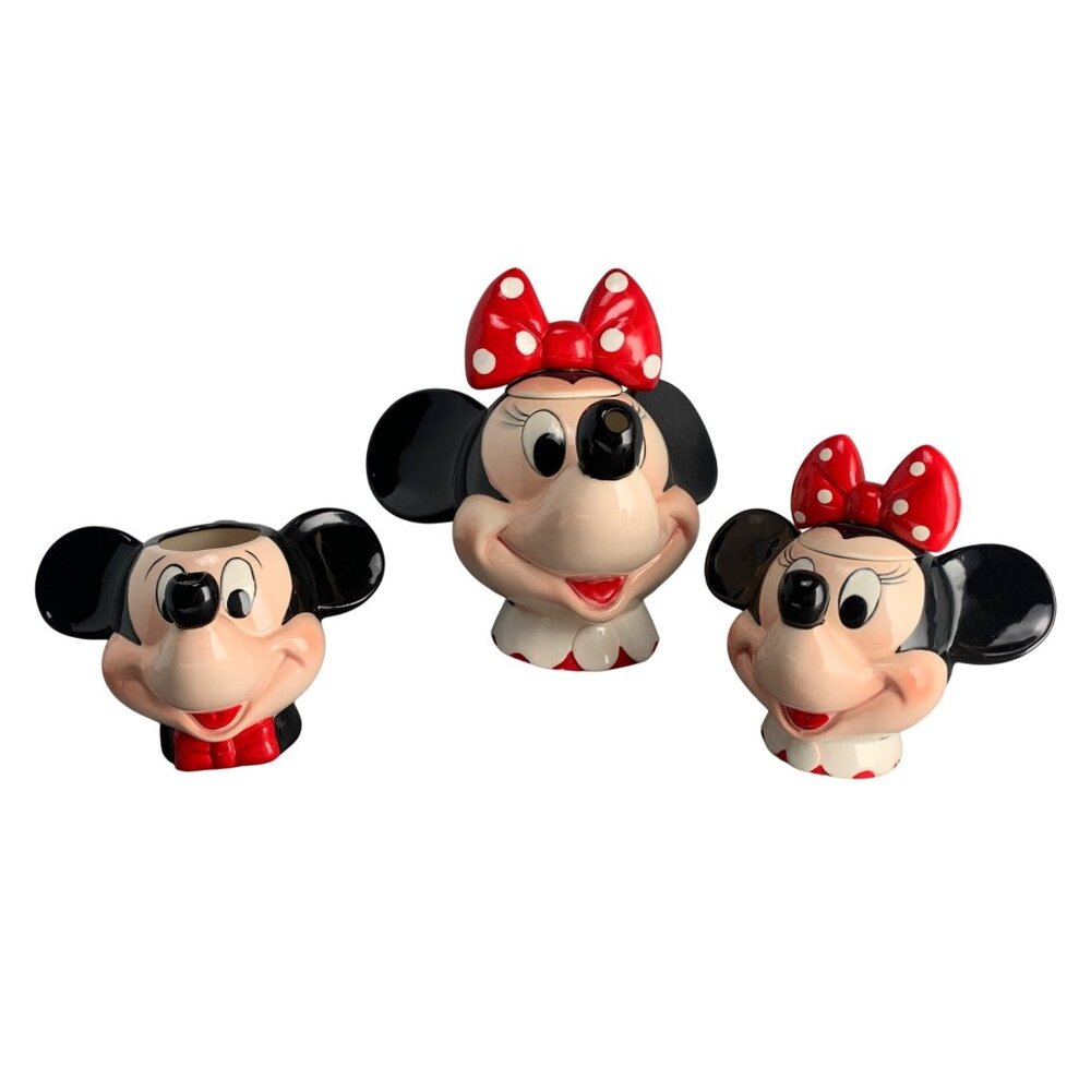 Mickey & Minnie Mouse Ceramic Teapot Creamer & Sugar Set by Good Company